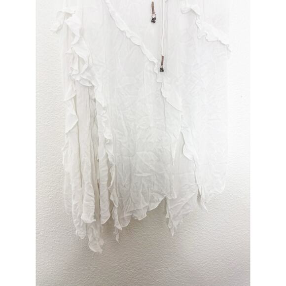 Free People Ambi White Maxi Skirt Size Medium Asymmetrical Hem Boho Fairy - Picture 10 of 13
